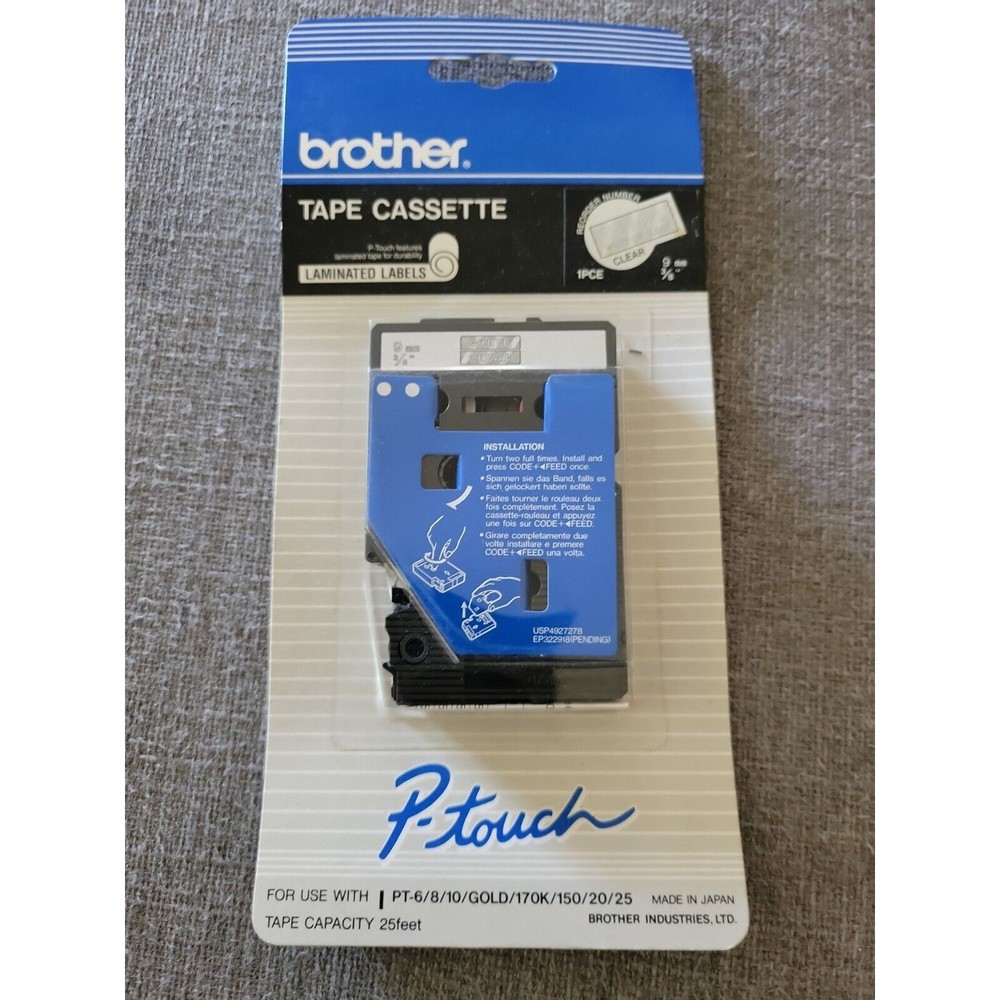 Brother Cassette Tape P-touch TC-14Z1 Clear 3/8” laminated labels